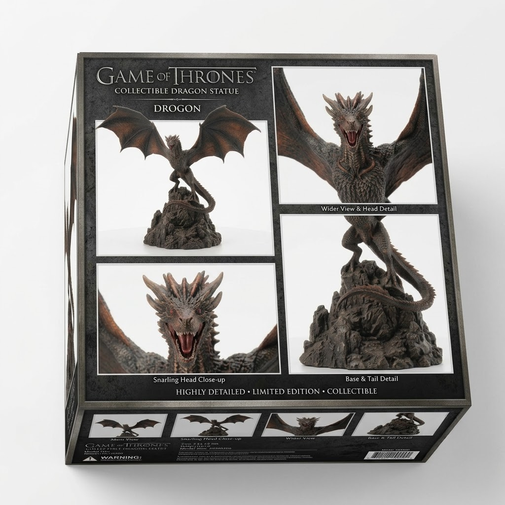 DROGON Dragon Statue – Detailed Collectible Figurine on Mountain Peak Base (Desk & Table Top Decor)