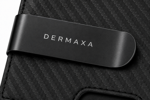 Dermaxa™ Men's Slim RFID Blocking Wallet - Carbon Fiber Leather Front Pocket Card Holder with Money Clip, Black