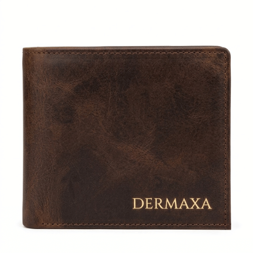 Dermaxa™ Men’s Genuine Leather Bifold Wallet – Slim Vintage Brown Wallet with Card Slots & ID Window