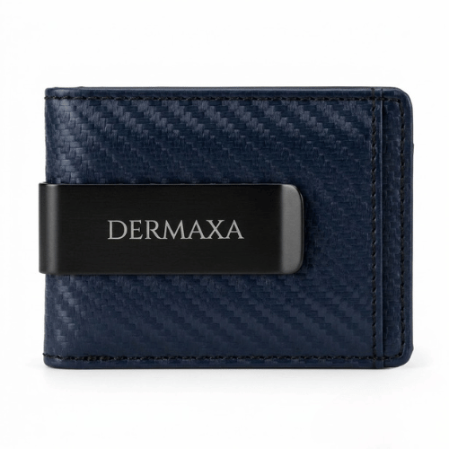 Dermaxa™ Carbon Fiber Minimalist Slim Wallet for Men – Navy Blue Money Clip Wallet with Credit Card Slots