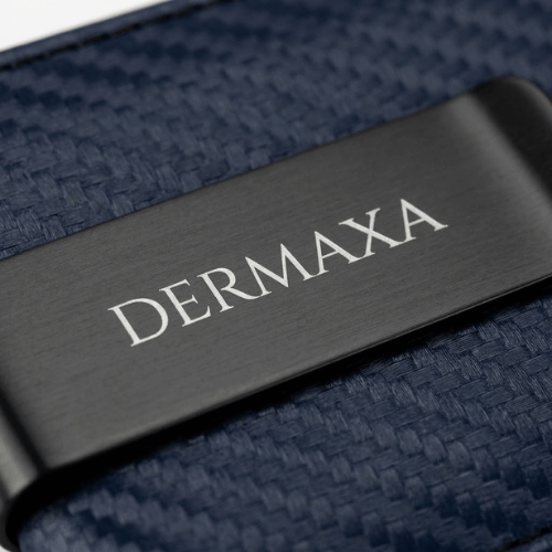 Dermaxa™ Carbon Fiber Minimalist Slim Wallet for Men – Navy Blue Money Clip Wallet with Credit Card Slots