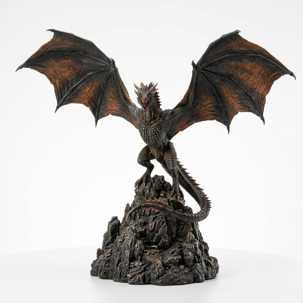 DROGON Dragon Statue – Detailed Collectible Figurine on Mountain Peak Base (Desk & Table Top Decor)