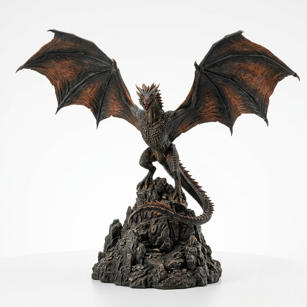 DROGON Dragon Statue – Detailed Collectible Figurine on Mountain Peak Base (Desk & Table Top Decor)