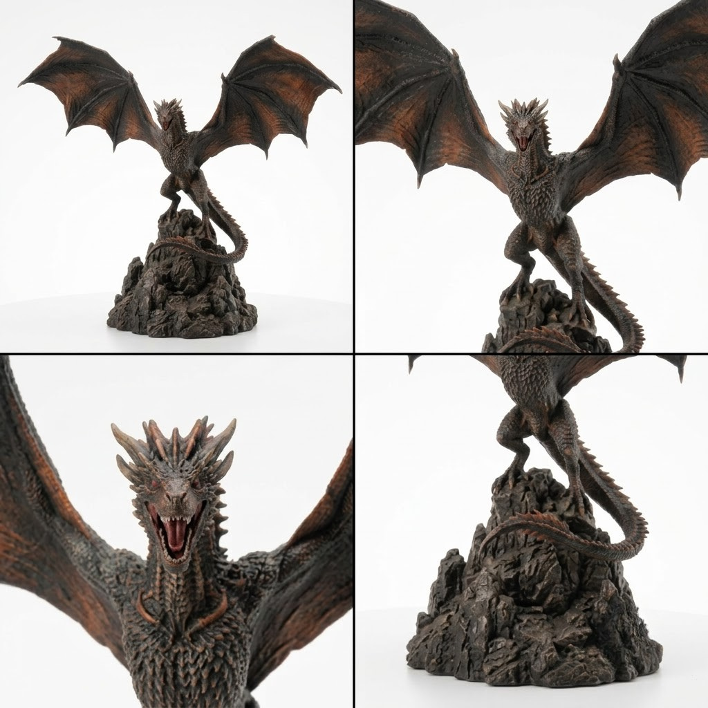 DROGON Dragon Statue – Detailed Collectible Figurine on Mountain Peak Base (Desk & Table Top Decor)