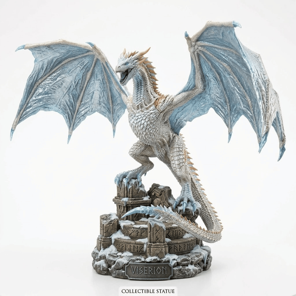 DROGON Viserion The Ice Dragon Collectible Statue – Game of Thrones Figurine for Tabletop Display