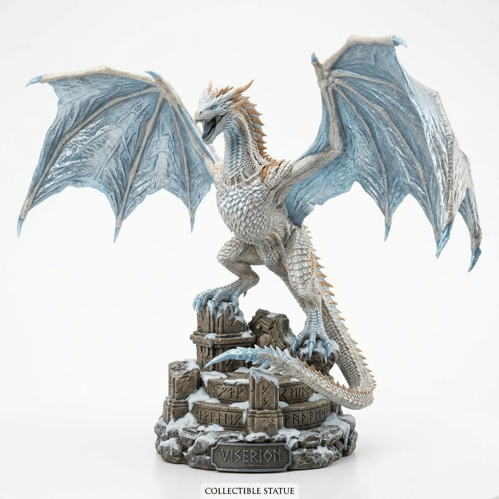 DROGON Viserion The Ice Dragon Collectible Statue – Game of Thrones Figurine for Tabletop Display