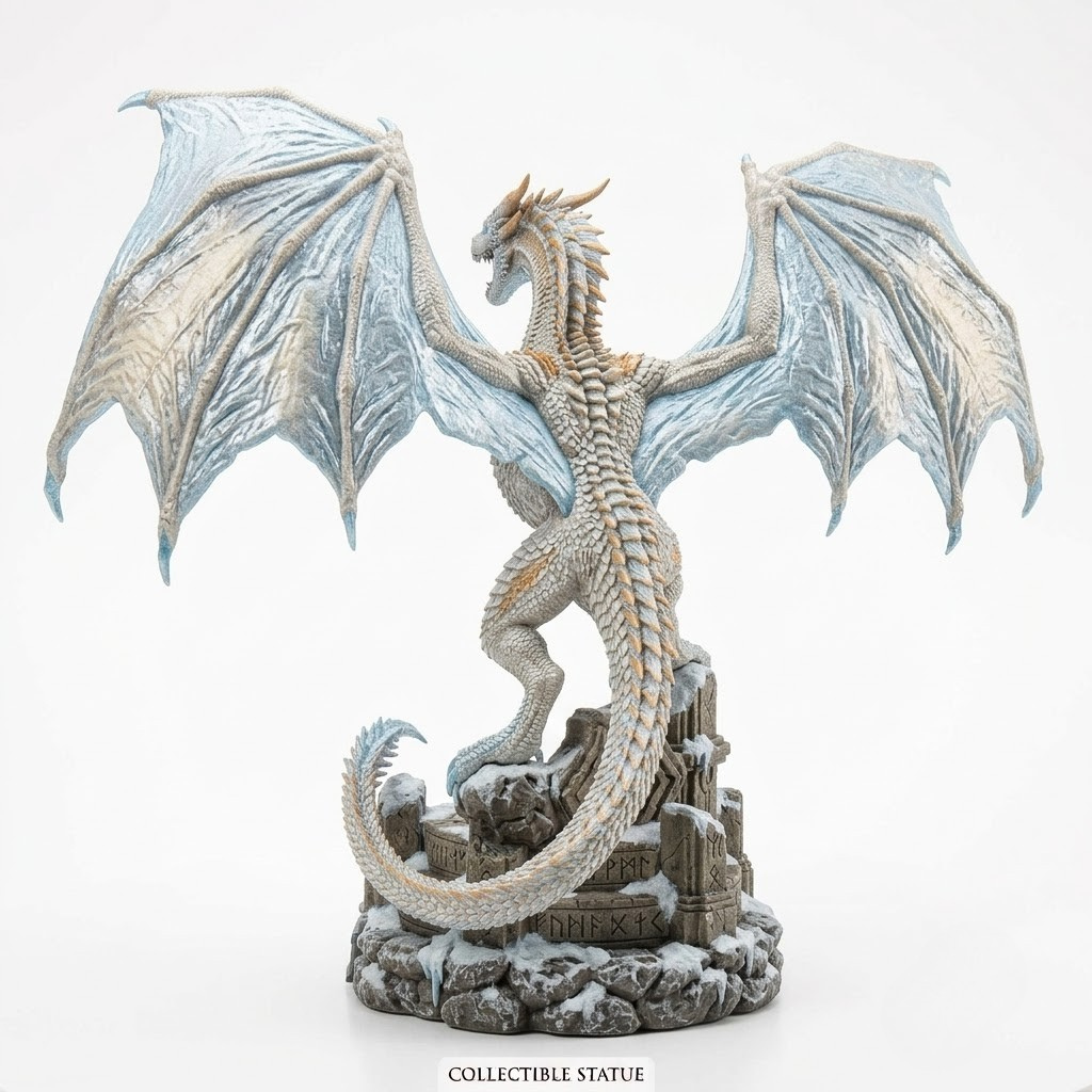 DROGON Viserion The Ice Dragon Collectible Statue – Game of Thrones Figurine for Tabletop Display