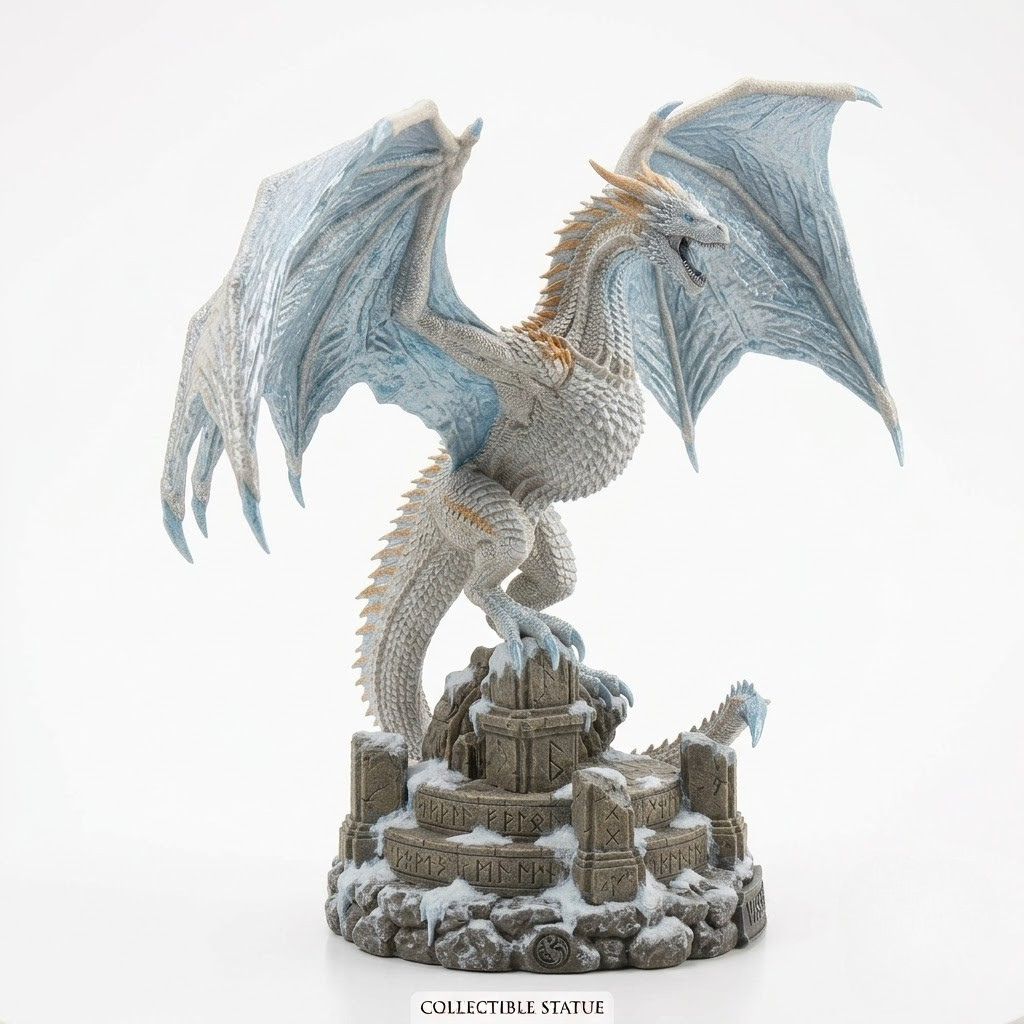 DROGON Viserion The Ice Dragon Collectible Statue – Game of Thrones Figurine for Tabletop Display