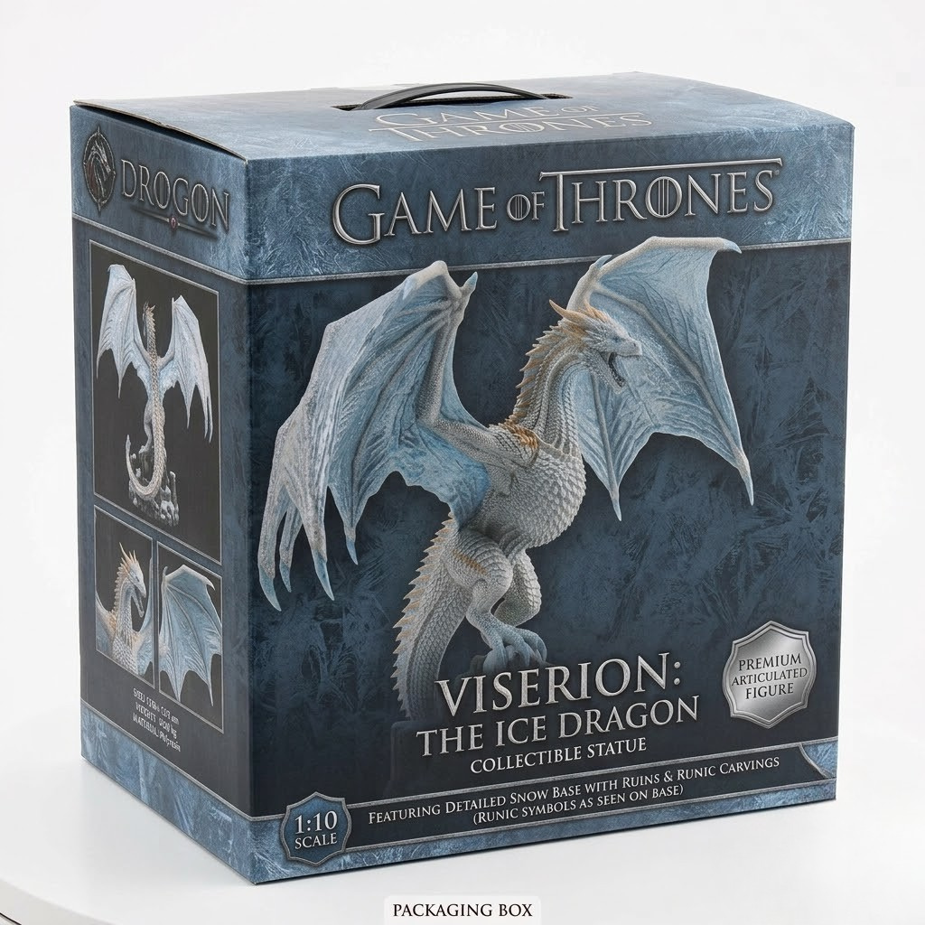 DROGON Viserion The Ice Dragon Collectible Statue – Game of Thrones Figurine for Tabletop Display